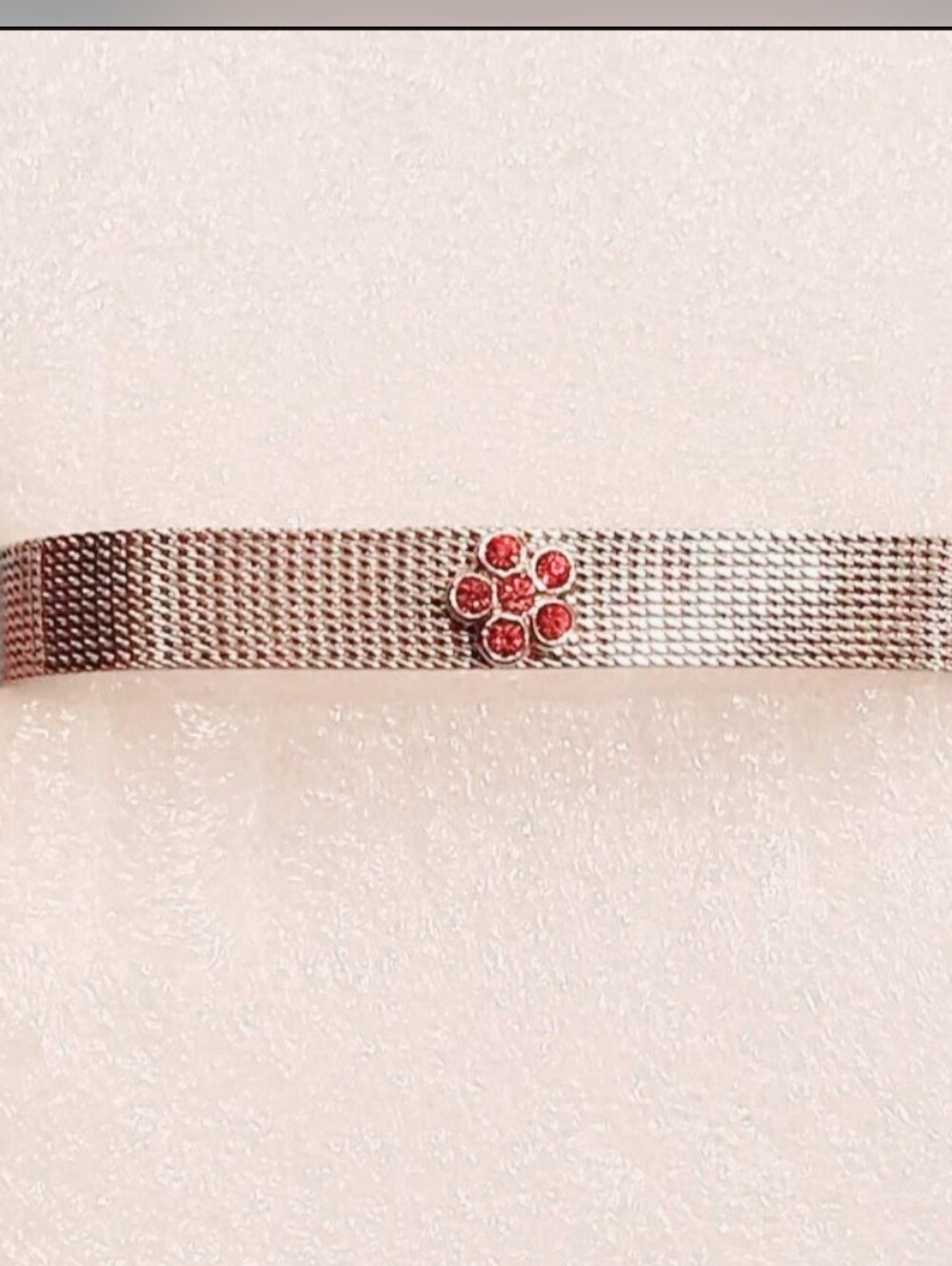 Adjustable Women's Bracelet Silver Pink Rhinestones